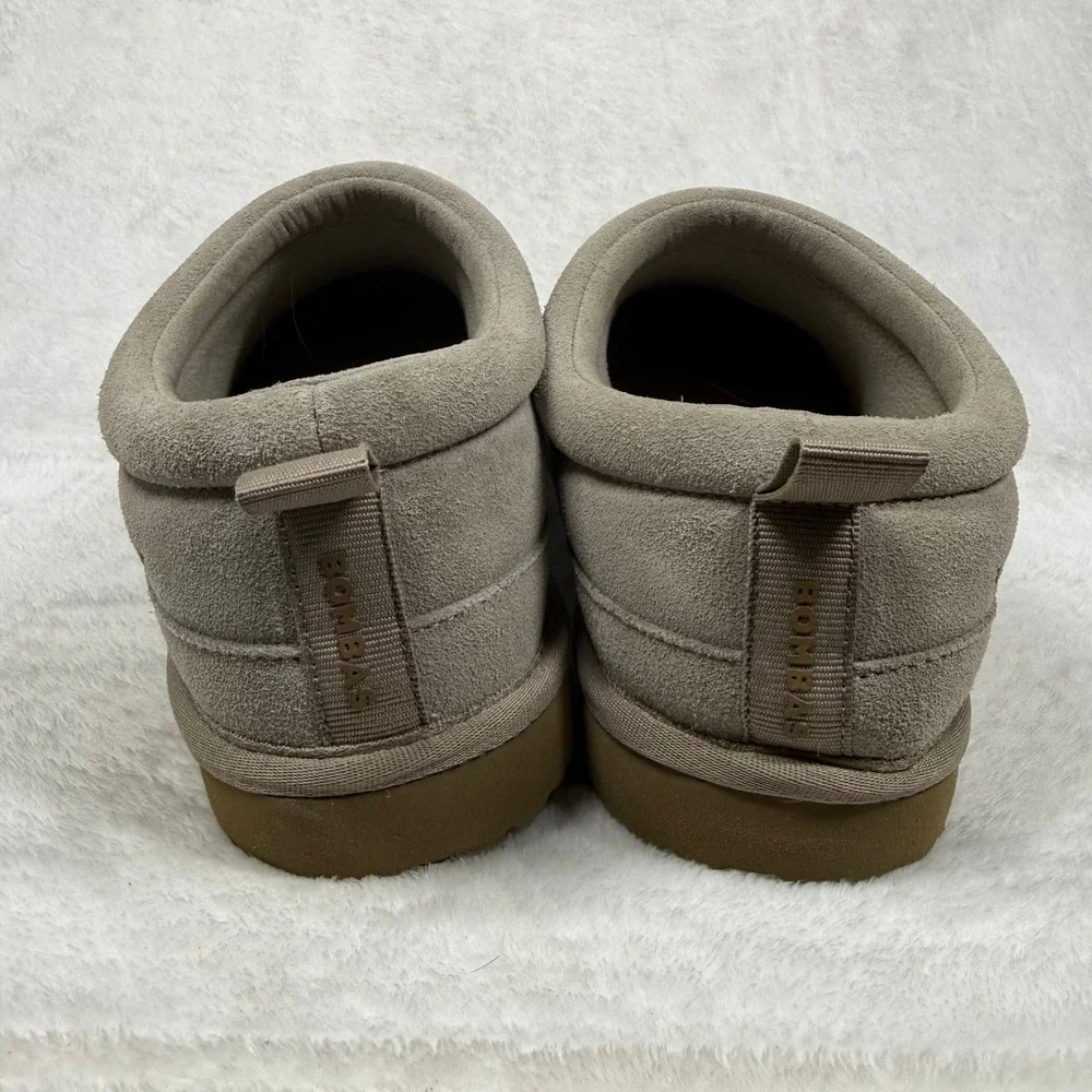 Bombas Sunday Slipper Mens Size 9 Suede Sherpa Lined Greige Taupe House Shoes